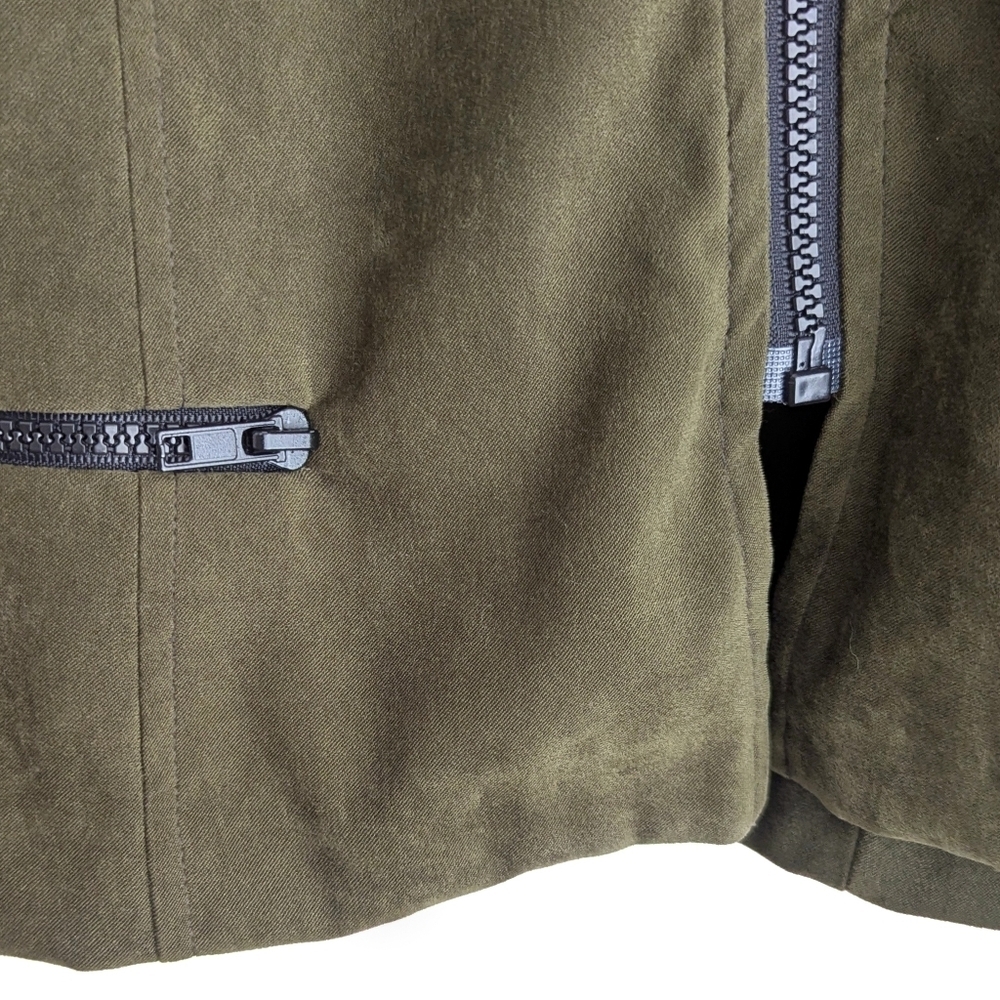 Suzannah James Olive Suede-Look Zip Jacket Size 16 Classic Structured Blazer - Picture 8 of 8